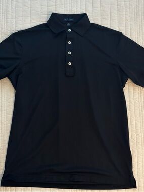 Peter Millar Black Short-Sleeve Polo